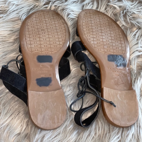 Kate Spade Black Suede Gladiator Sandals Lace Up Size 9.5 - Picture 8 of 8